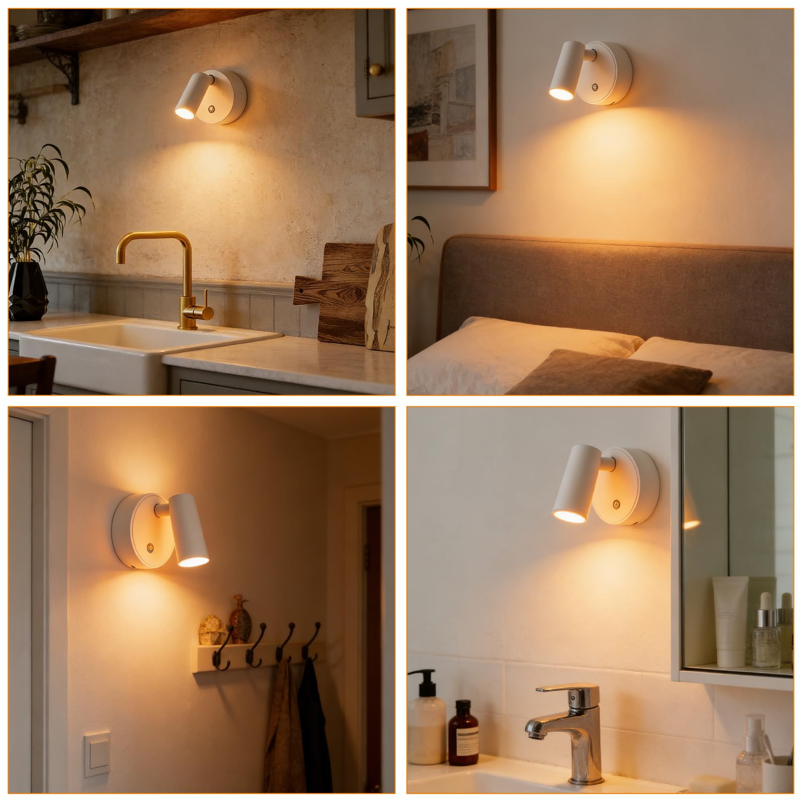 2 focos para interiores con mando a distancia, 3 temperaturas de color, foco de imagen recargable, iluminación LED de acento, luces de imágenes regulables para arte, retratos, plantas, (blanco)