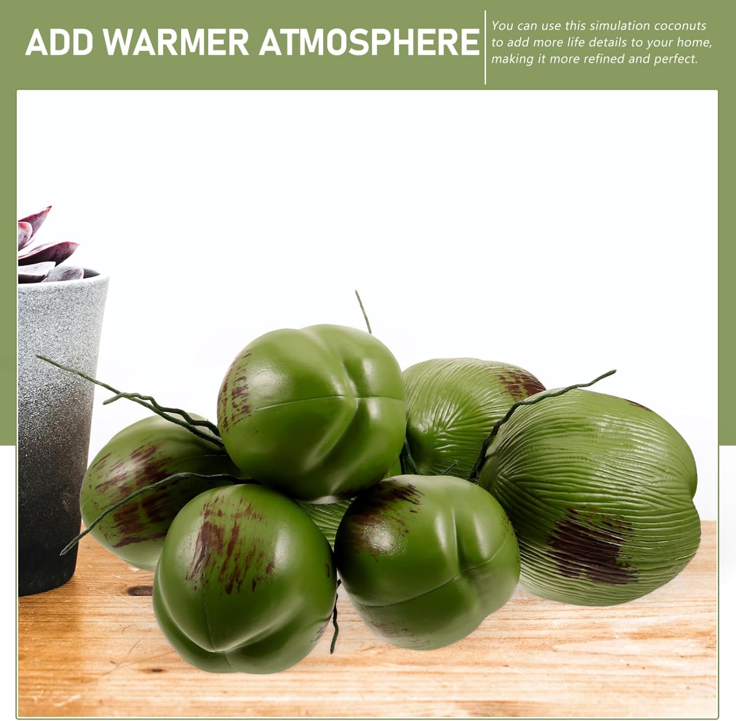 Realistic Coconut Artificial Fruit Model Coconut Theme Props Faux Coconuts Decoration Coconuts Modeling Prop for Showcase