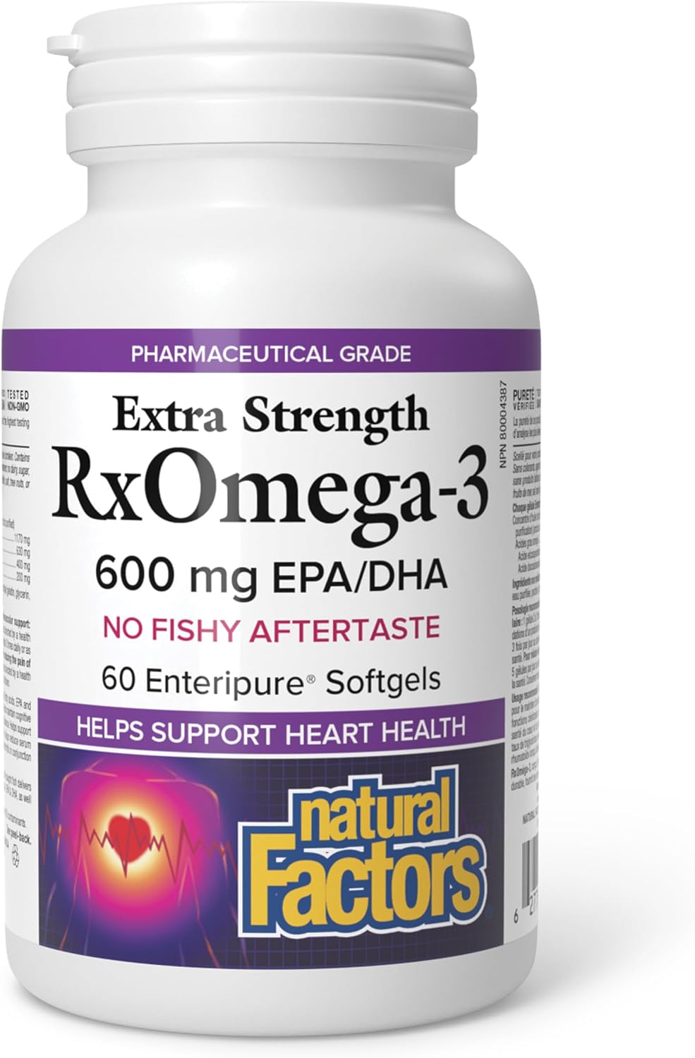Natural Factors Rx Omega 3 Fish Oil 400mg EPA 200mg DHA 60 Softgels | Pharmaceutical Grade Omega 3 Supplements, Omega 3 Fish Oil Capsules