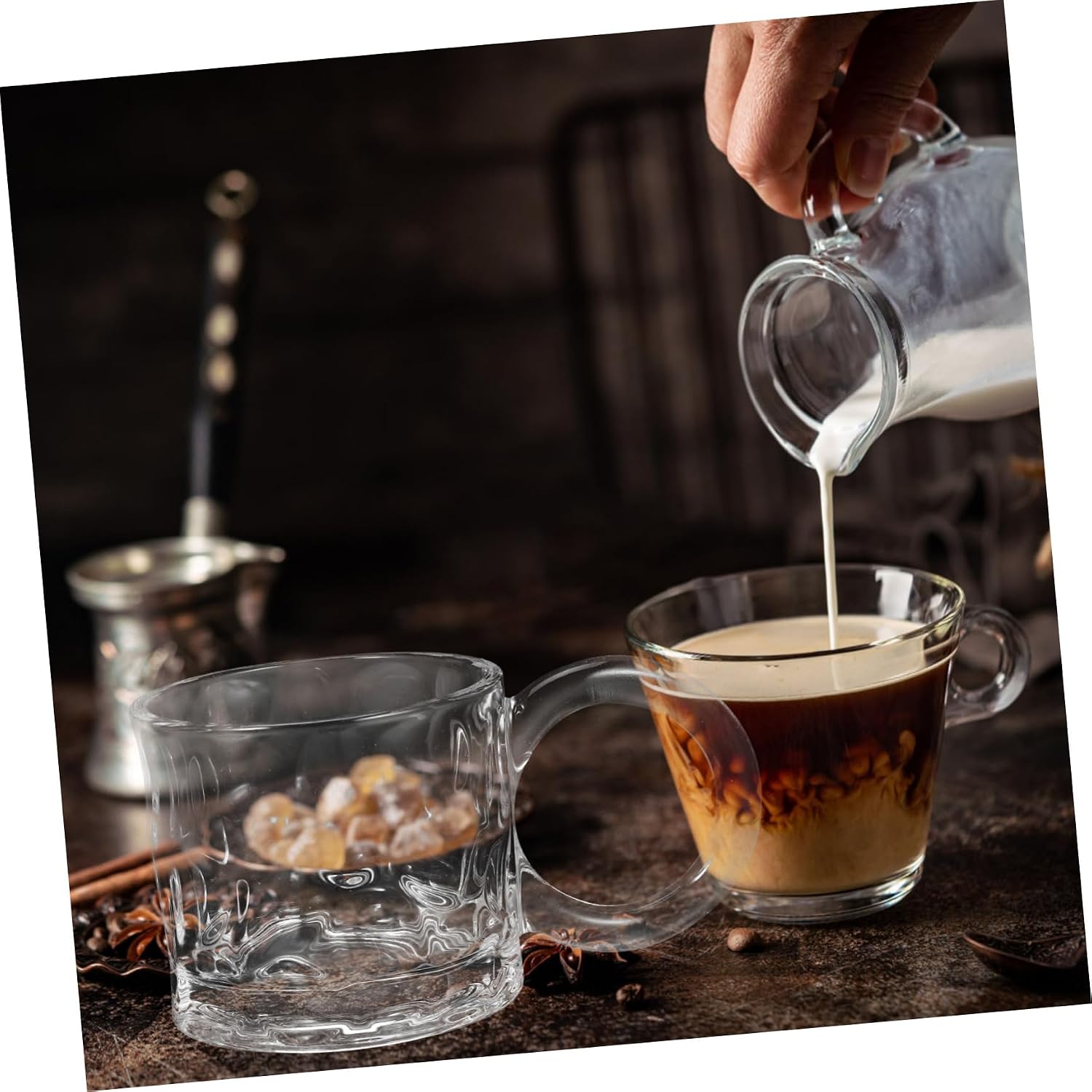 Unomor 2pcs Embossed Glass Water Cups Unique Relief Design Drinking Mugs for Juice Coffee and Smooth Edges for Safe Use Elegant Beverage Glasses for Home Parties