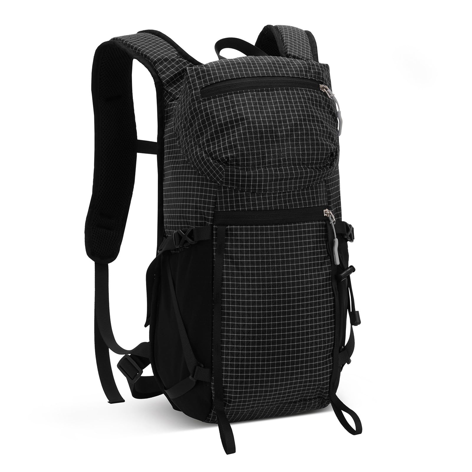 Piccolo zaino da escursionismo, 25 l, leggero, da viaggio, escursionismo, zaino in nylon 210D, tessuto a griglia per donne e uomini, per trekking, zaino in spalla, sport all'aria aperta