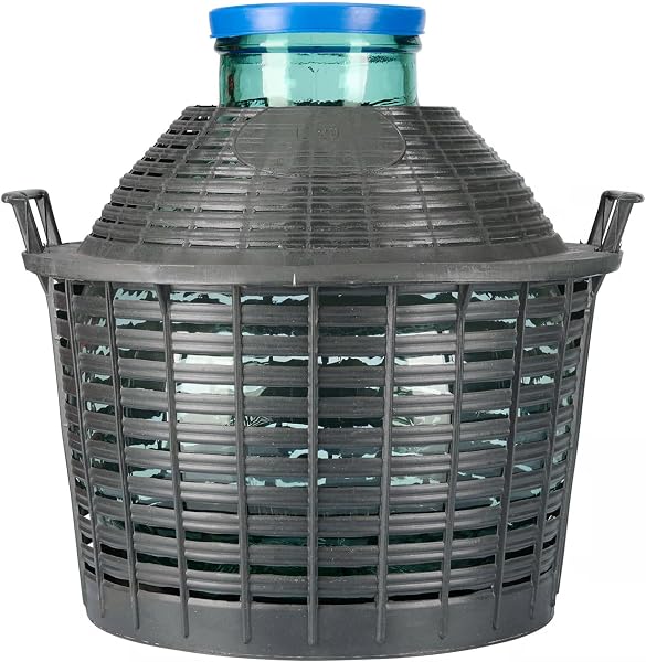 Flaschenland - Ballon en verre de 10 litres à col large, ballon de fermentation avec panier en plastique, bouteille de ballon à large ouverture, ballon de vin | Idéal pour la fabrication de vin, la - 2
