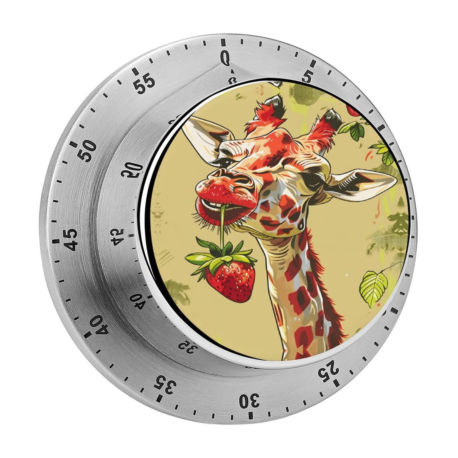 Giraffe Strawberry 60 Minute Wind Up Timer,Visual Mechanical Magnetic Timer with Loud Alarm for Kitchen