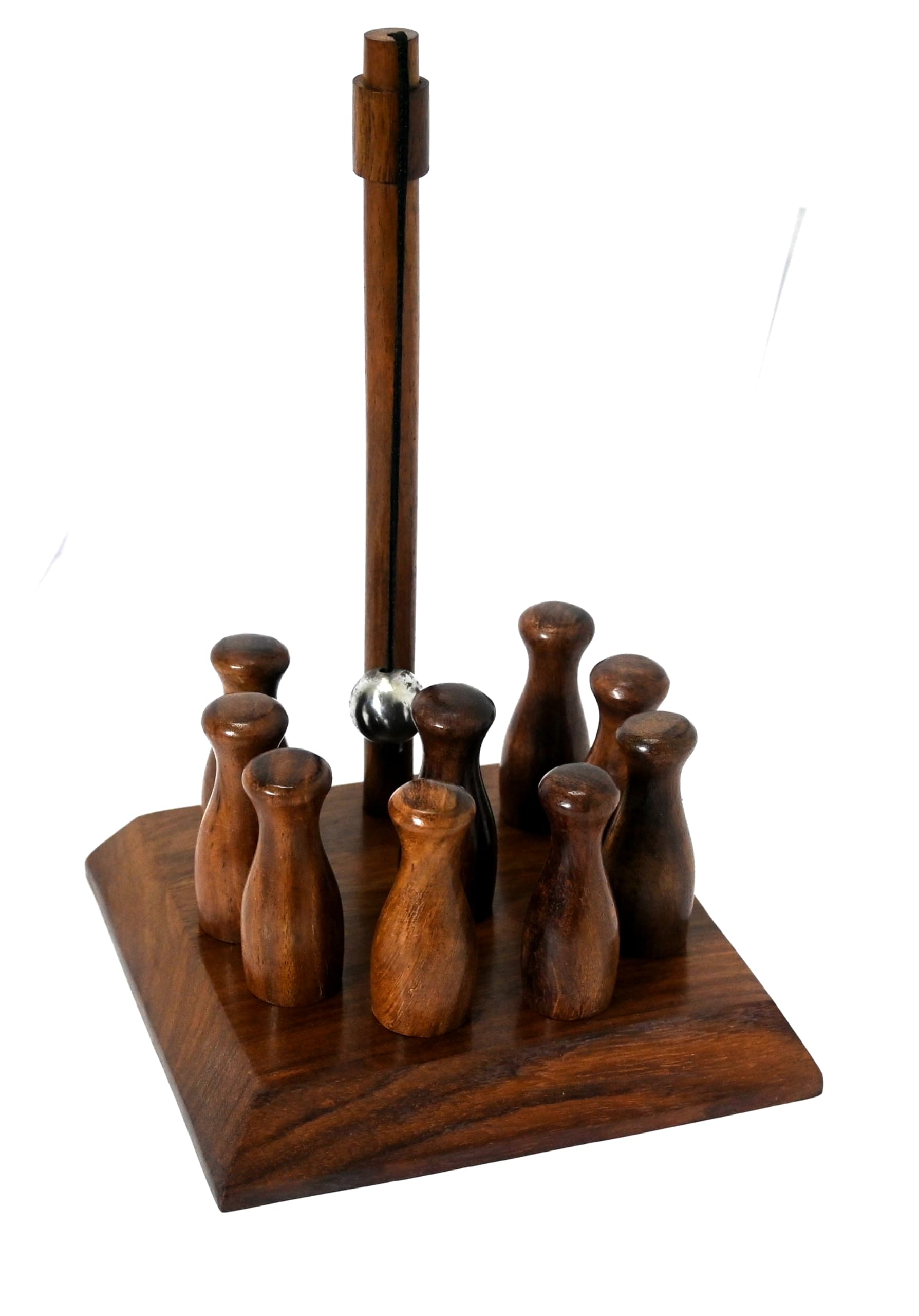 Ages Behind Wooden Mini Bowling Game Set, 9 Pins with Base, 14 x 13.5 x 22.5 cm-picture-17