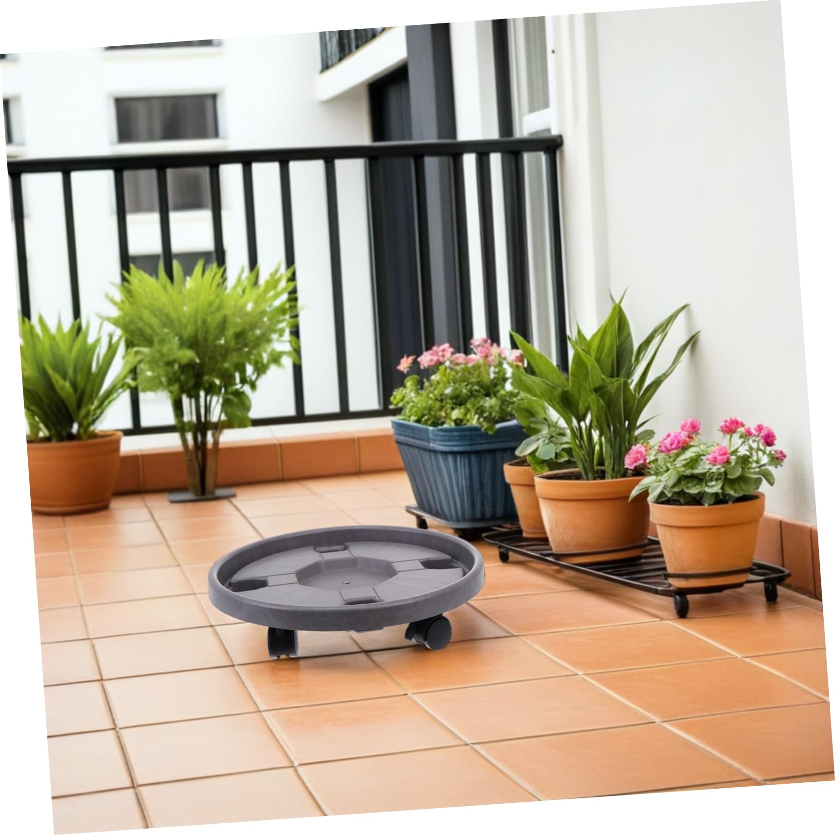 2pezzi Sottovaso con Ruote in Plastica Spessa Portavaso Mobile per Grandi Fioriere con Ruote Girevoli Frenabili Vassoio per Piante da con Base Ritenzione Idrica