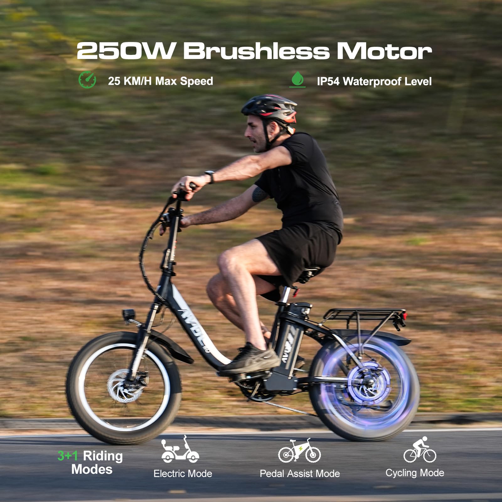 VDL Vélo électrique pliant, cadre en aluminium, moteur puissant, batterie 36 V 12,8 Ah, dérailleur à 7 vitesses, freins à disque avant et arrière, vélo électrique pliable pour ville et trajets en