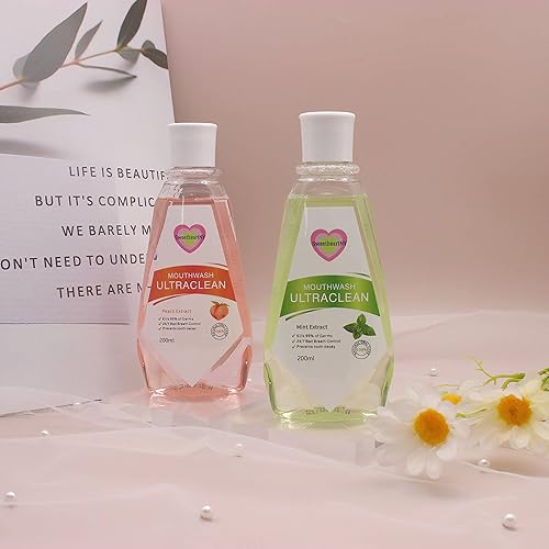 SweetheartNY - Enjuague bucal antiséptico de melocotón fresco, cuidado bucal natural limpio y antiséptico, ambientador de aliento y enjuague oral