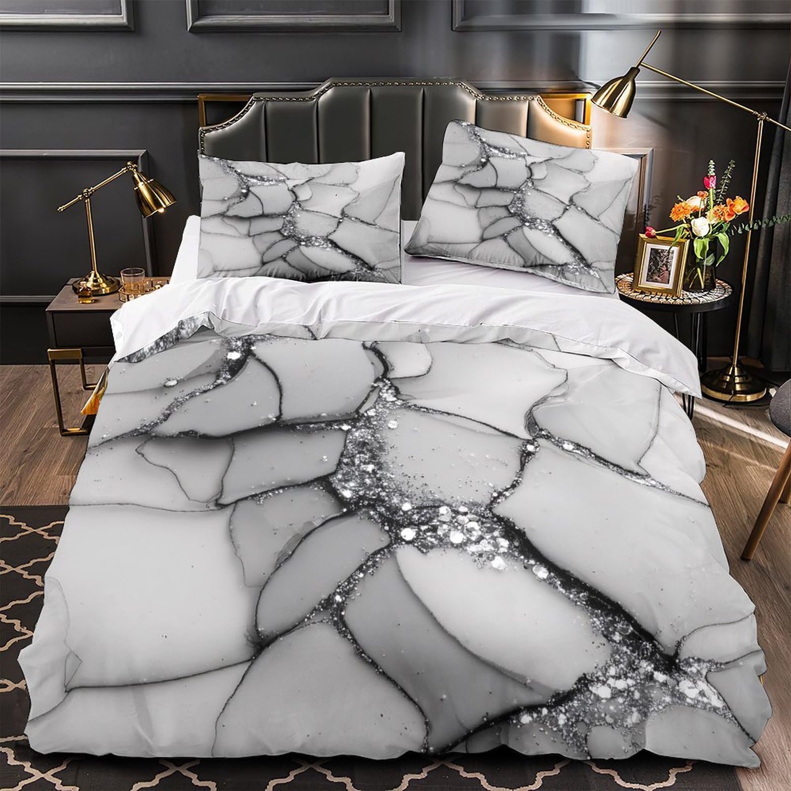 Housse de couette respirante et hypoallergénique en microfibre douce 3D