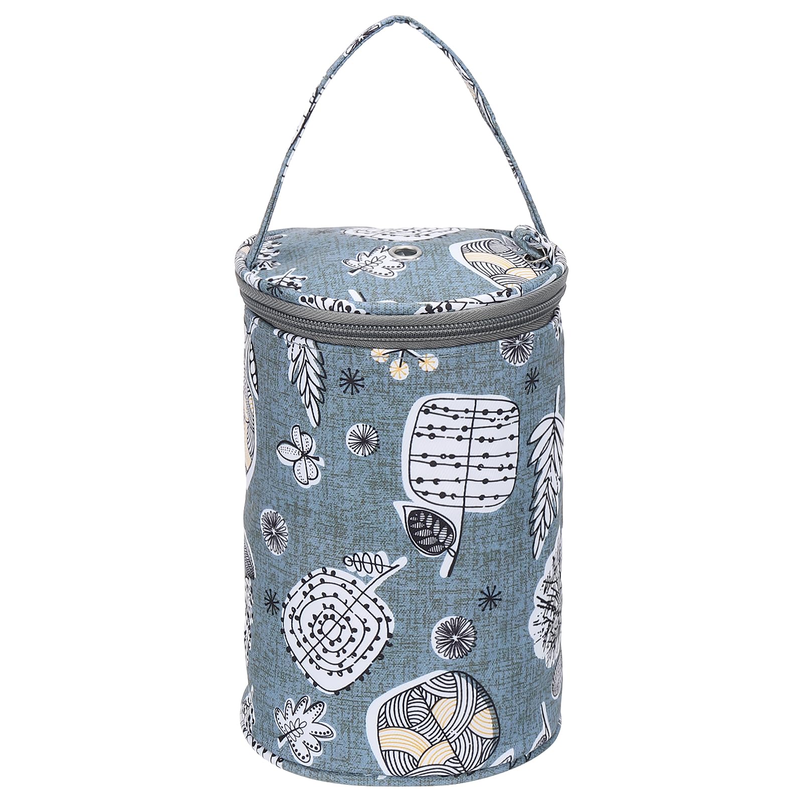 PATIKIL Knitting Bag for Yarn Storage Small Size Crochet Organizer Strap Case Holder with Pocket for Crocheting Supplies Needles Hooks Blue Gray