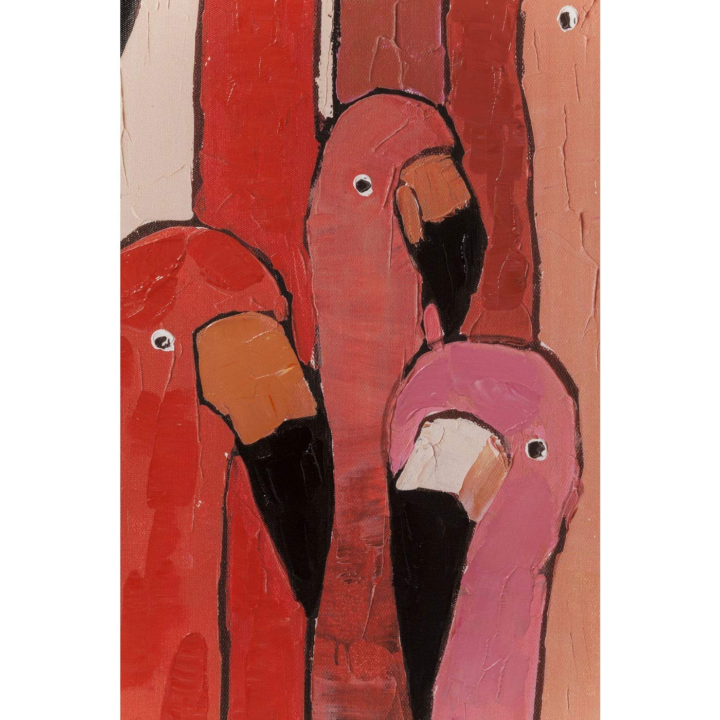 Kare Design cuadro Tocado Flamingo Meeting, rosa/rojo, pintura acrílica, para salón, dormitorio, pasillo, pop art, motivo animal, 120x90 cm