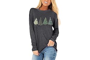 Womens Long Sleeve Christmas Graphic Sweatshirt Casual Santa Claus Letter Printed T-Shirts Tops