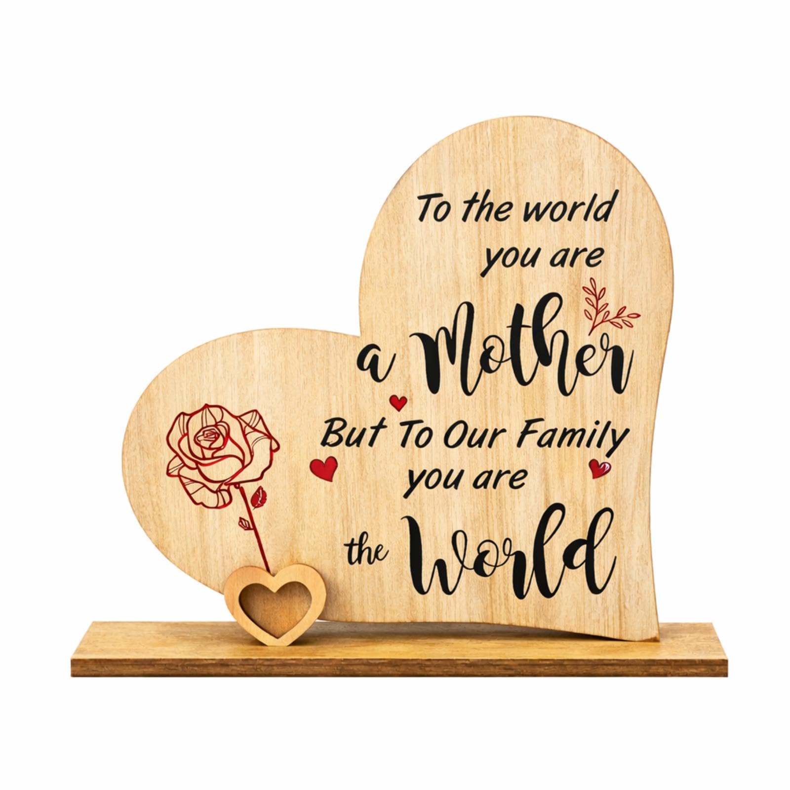Gifts for Mom, Mum Birthday Gifts from Daughter or Son, Funny Heart Shaped Wooden Decorations - Perfect Mother's Day, Birthday and Anniversary Present for Mum, Stepmum or Grandma