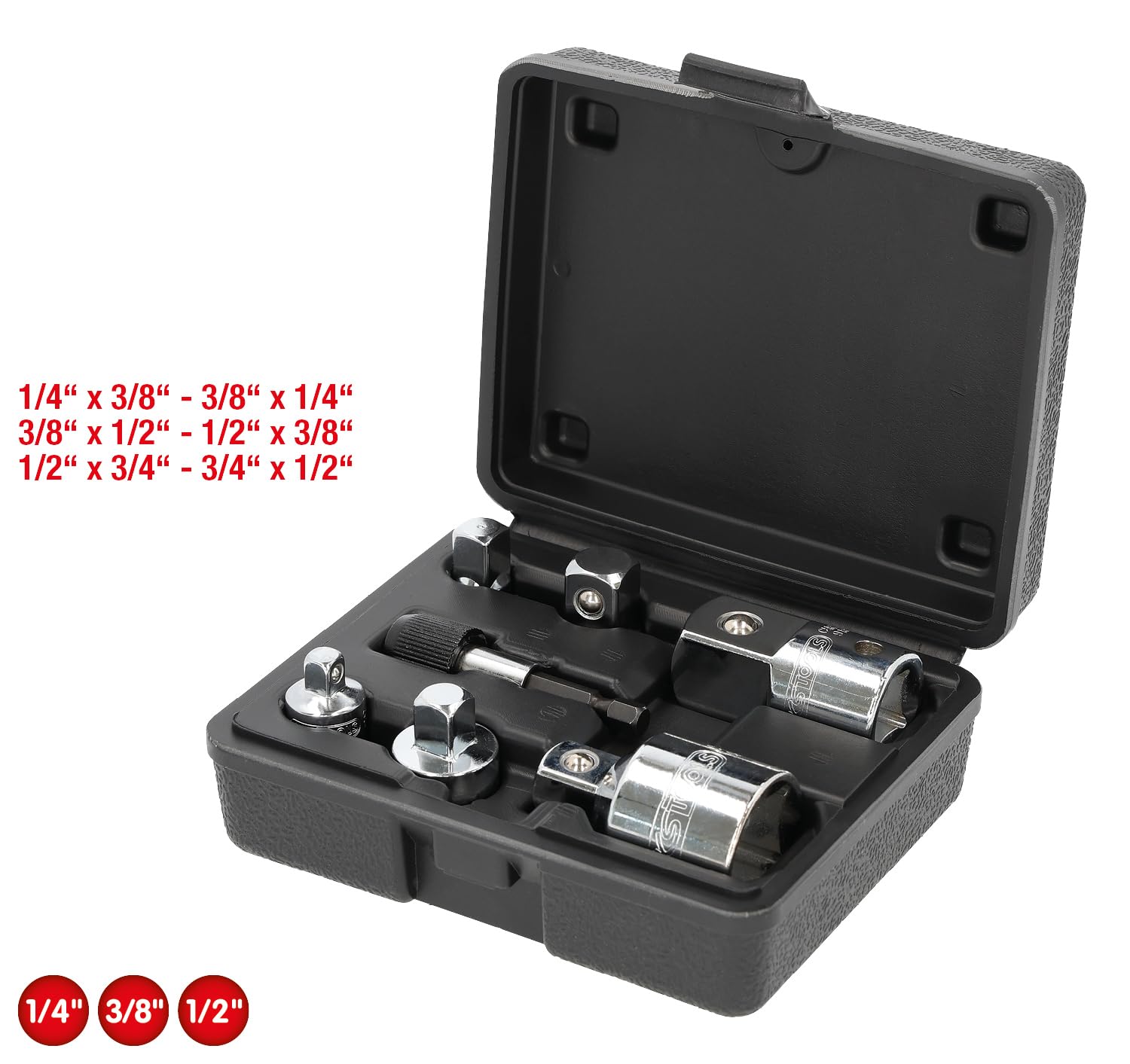 KS Tools 918.0724 1/4 Zoll 3/8 Zoll 1/2 Zoll CHROMEplus Steckschlüssel-Satz | mit 3 Umschaltknarren, 72-Zahn | hochglanz verchromt| 124-tlg