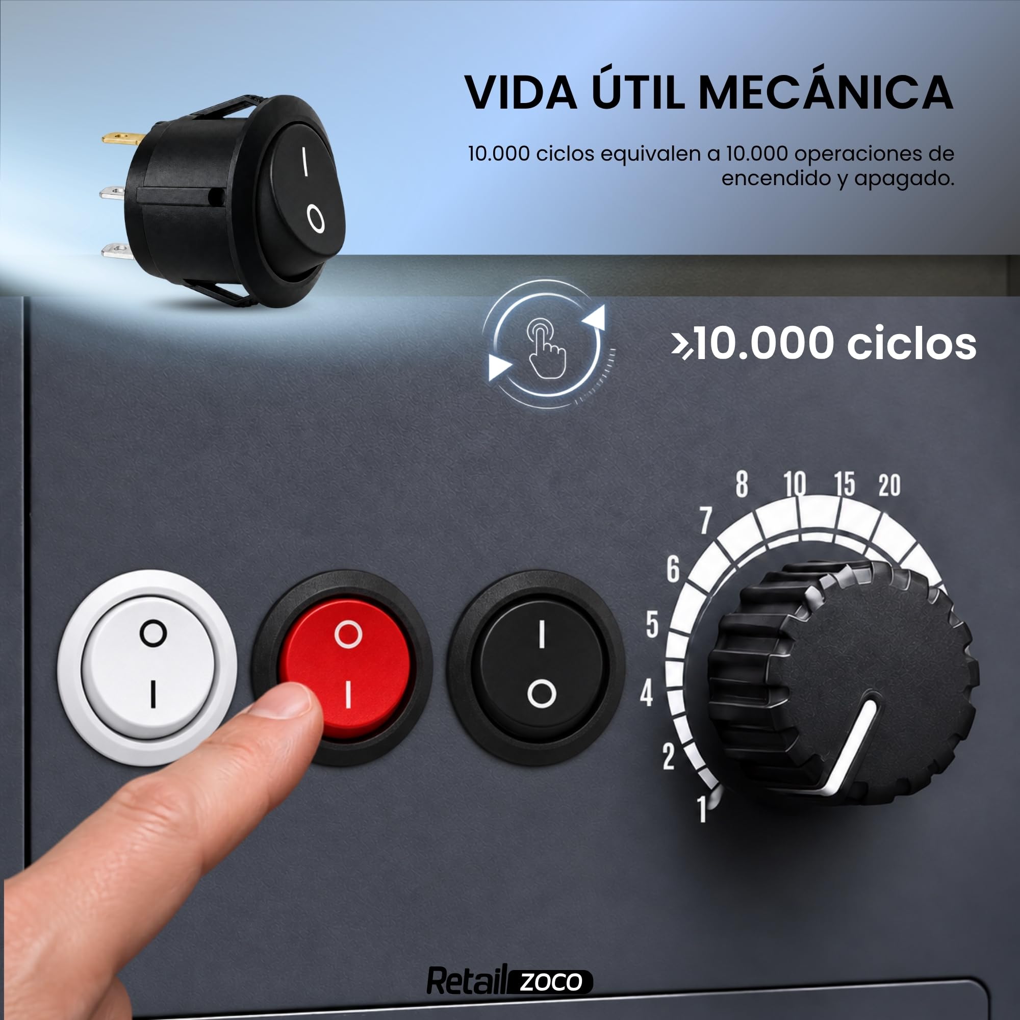 Interruptor Redondo Basculante SPST ON/OFF 2 pin, 5 Unidades - imagen 6