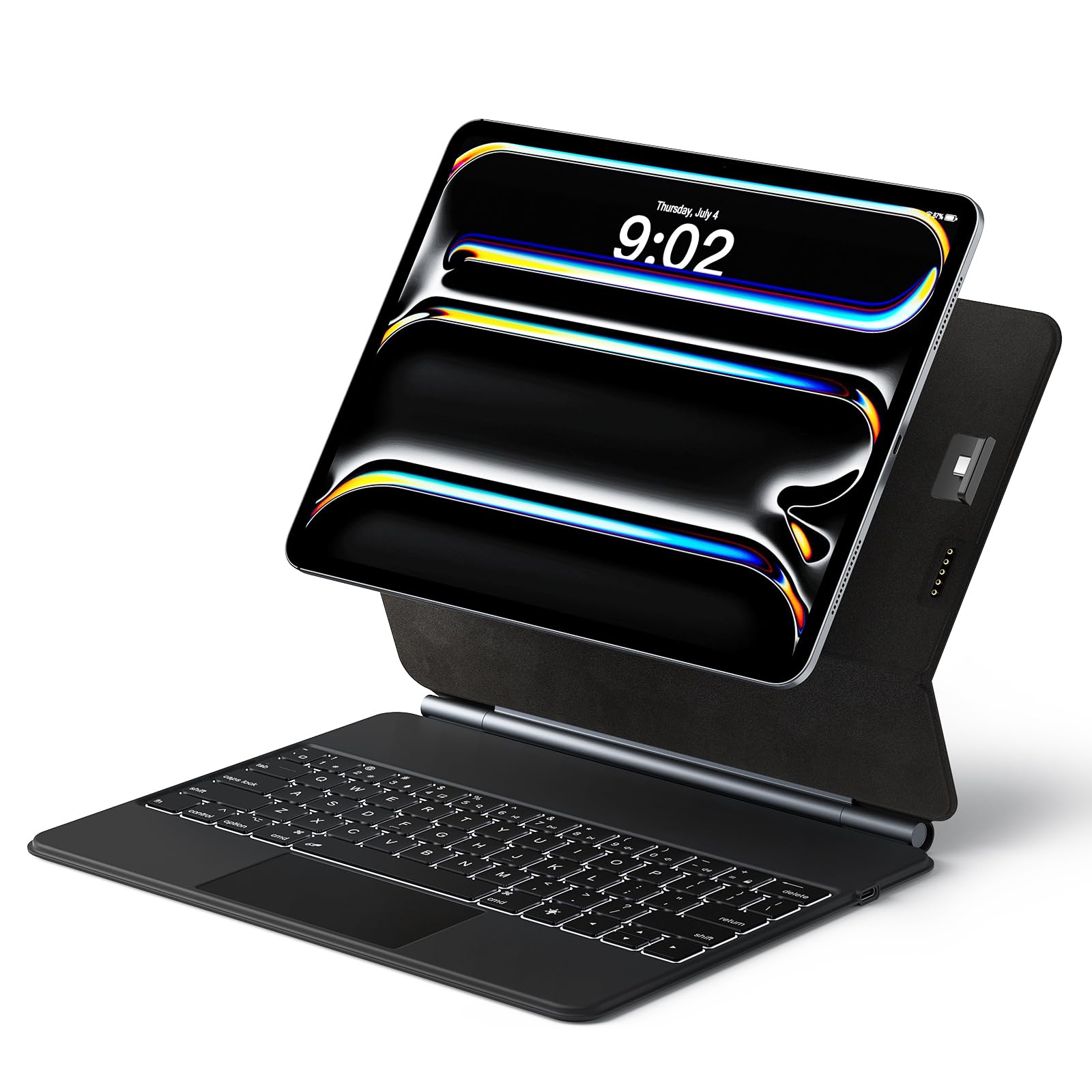 runelk Keyboard Case for iPad Pro 13-inch (M4) 2024, Auto-Connect Design & No Charging Required, Magic-Style Magnetic Keyboard Case with Multi-Touch Trackpad, Compatible with iPad Pro 13