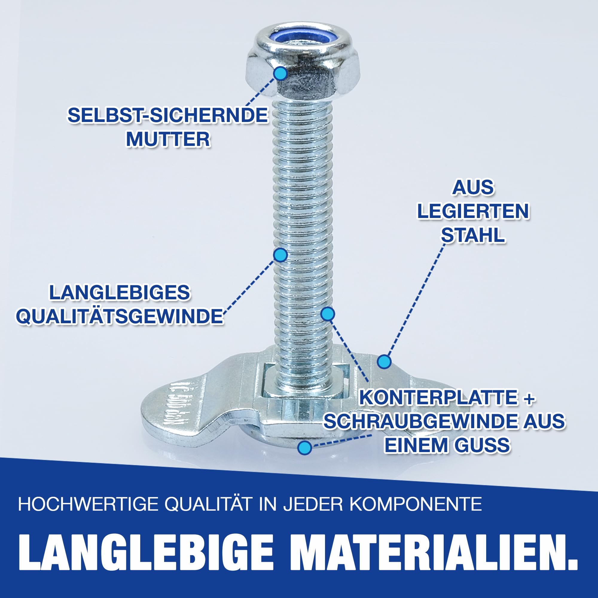 Raccordi A Vite Per Guide Airline Per Camper E Furgoni - Filetto M8, 45mm, Carico 500kg, Scegli Quantità (1-20 Pz) - 2