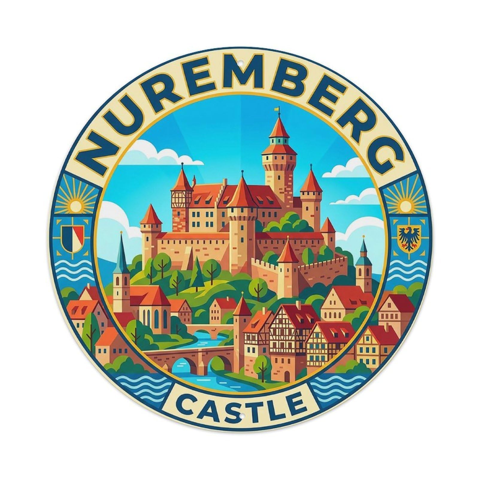 Retro Travel Germany Nuremberg Vintage Metal Tin Sign Plaque Wall Decor for Cafe, Club Bar, Office, Garden Metal Poster 8x8Inch