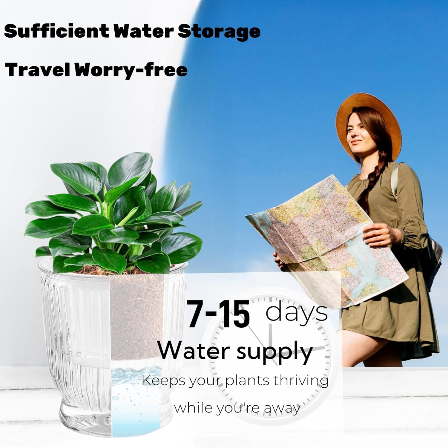 ZOOFOX 10 Pack Self Watering Pots, 4 Inch Small Plant Pots for Indoor Plants, Stripe Plastic Flower Pots for All House Plants, Herbs, Aloe, African Violets, Orchid