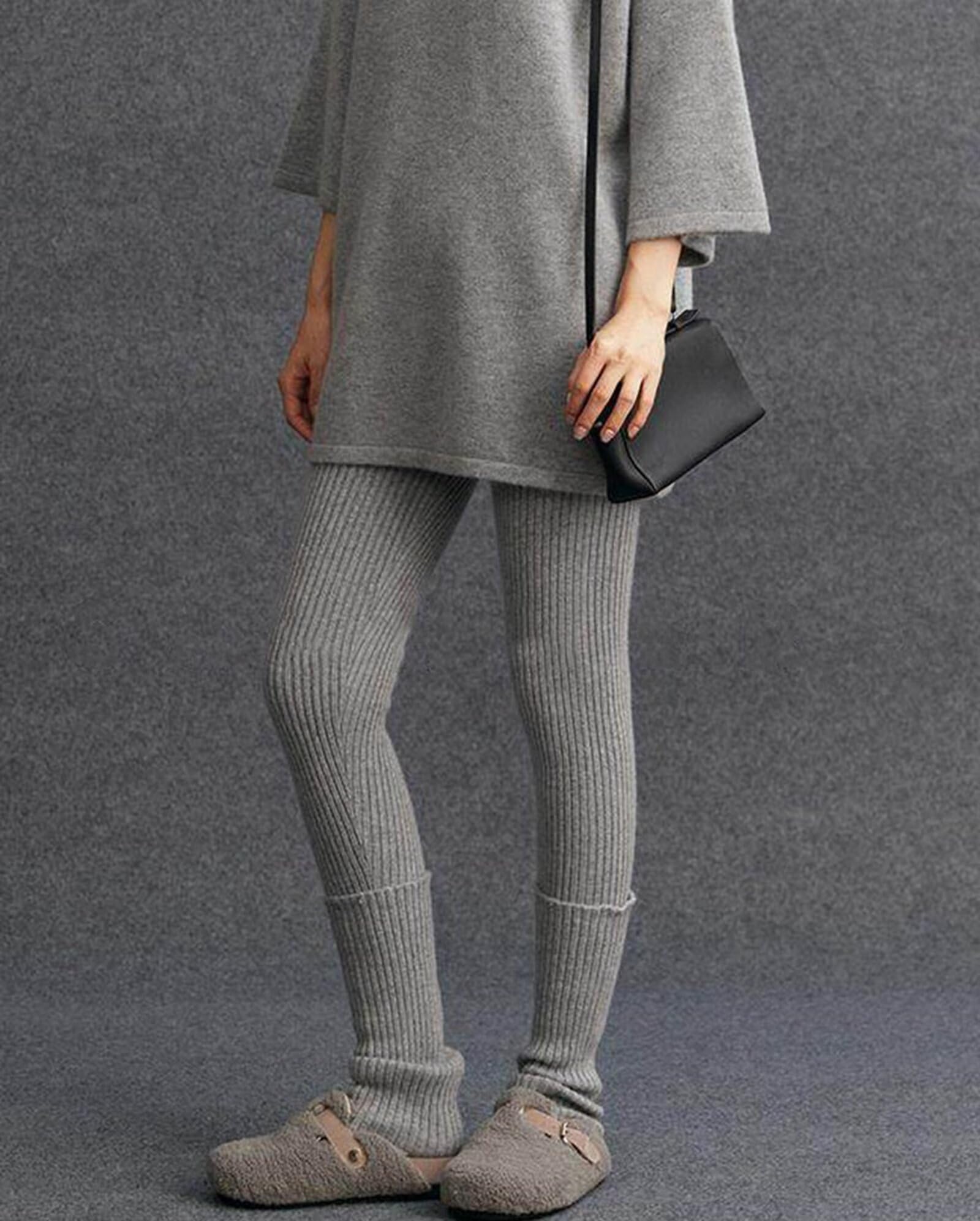 HNVAVQ Leggings Donna in 100% Cashmere – Vita Alta, vestibilità Slim, Ideali per Uso Outdoor Autunno Inverno