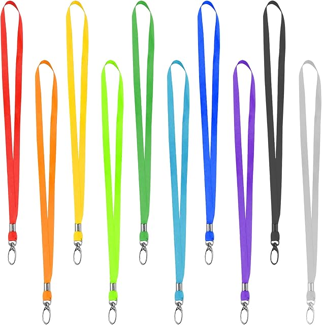 10 PCS Lanyard Neck Strap, Office Lanyards Strap Neck Lanyards Polyester Lanyard Name Badge Lanyard Colourful Keychain Neck Strap Universal Lanyard with Swivel Metal Clip for Neck Keys Id Badge