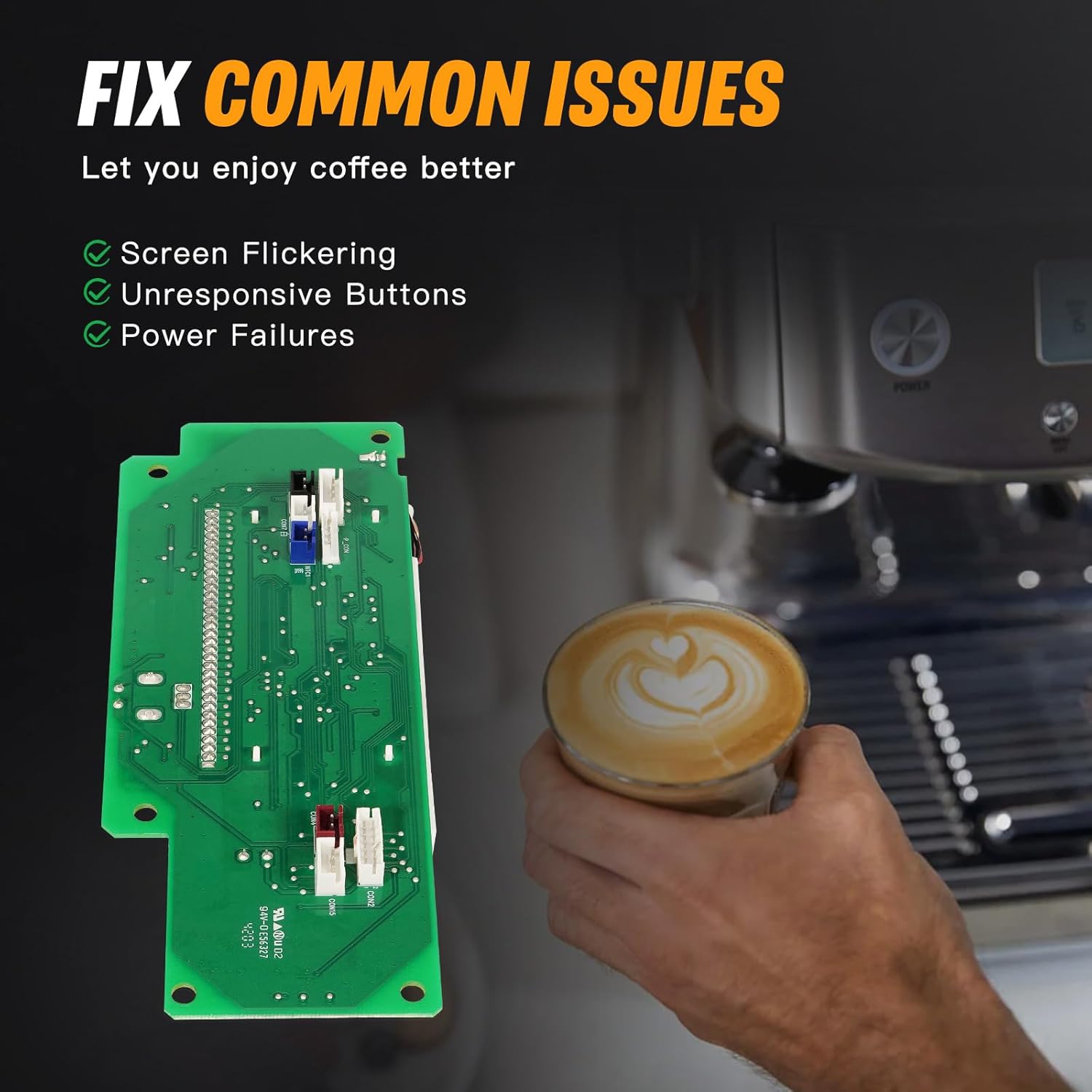 Display PCB Board Compatible with Breville BES878 Barista Pro Espresso Coffee Machine Replacement Parts, LED Screen Controller Panel, Repair Kit Accessories