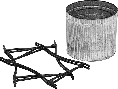 Miniatura 6 de SPOTISAN Juego de 2 macetas de granja con soporte, macetas redondas de metal corrugado, macetas grandes para plantas de exterior con soportes de