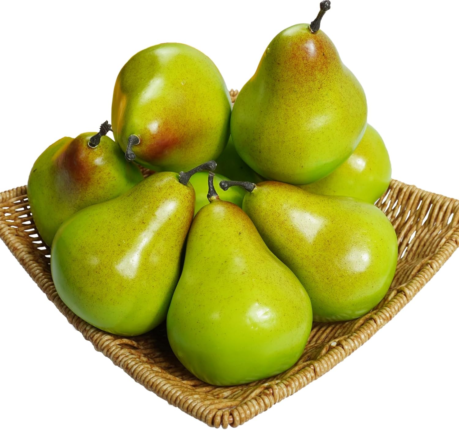 9 Pack Fake Pears Artificial Fruits,Realistic Pear Ornaments for Photography Props Fruit Bowl,Lifelike Faux Fruit for Home Decor Kitchen Table Living Room Party Decorations (Green)