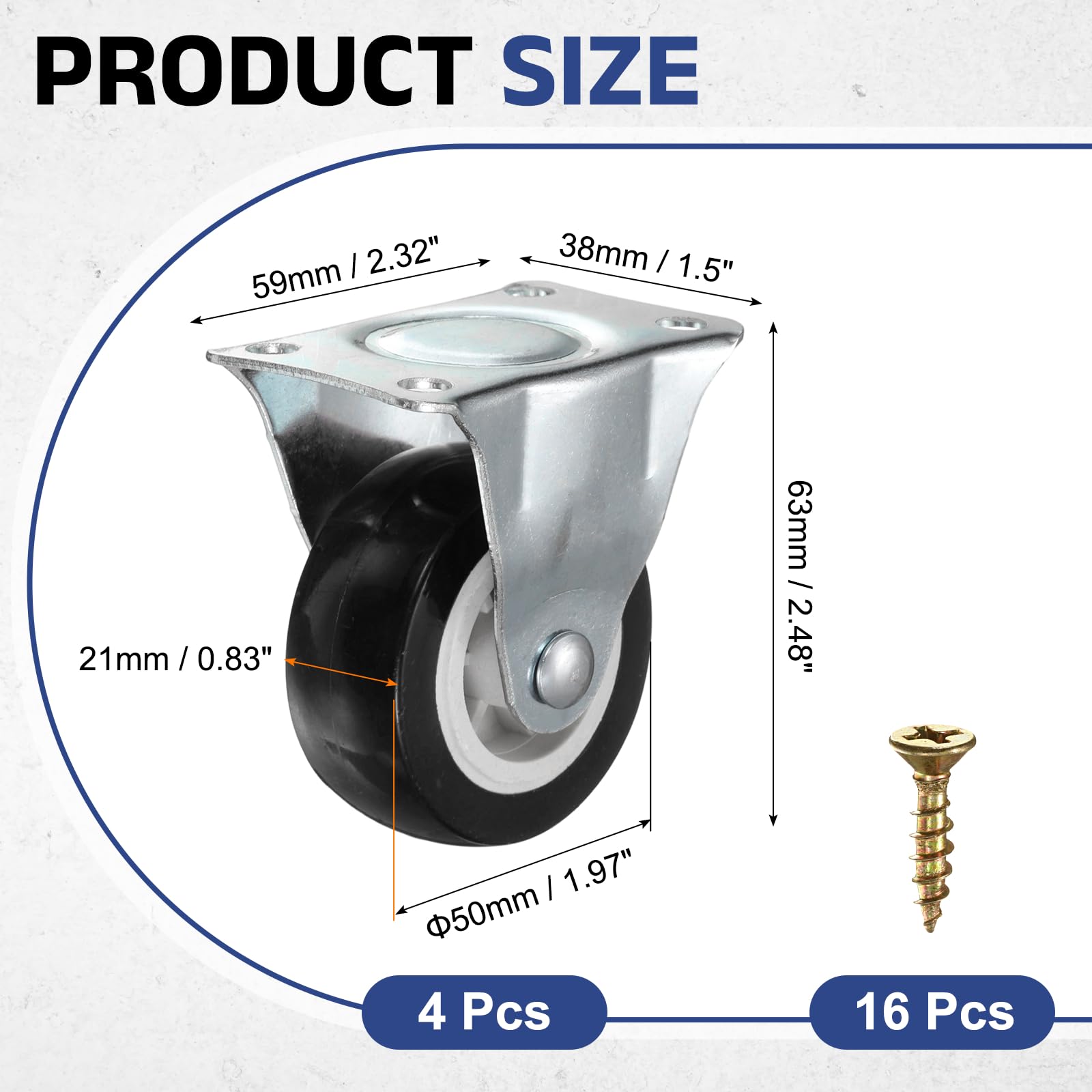 PATIKIL 2 Inch Fixed Caster Wheels - Image 2