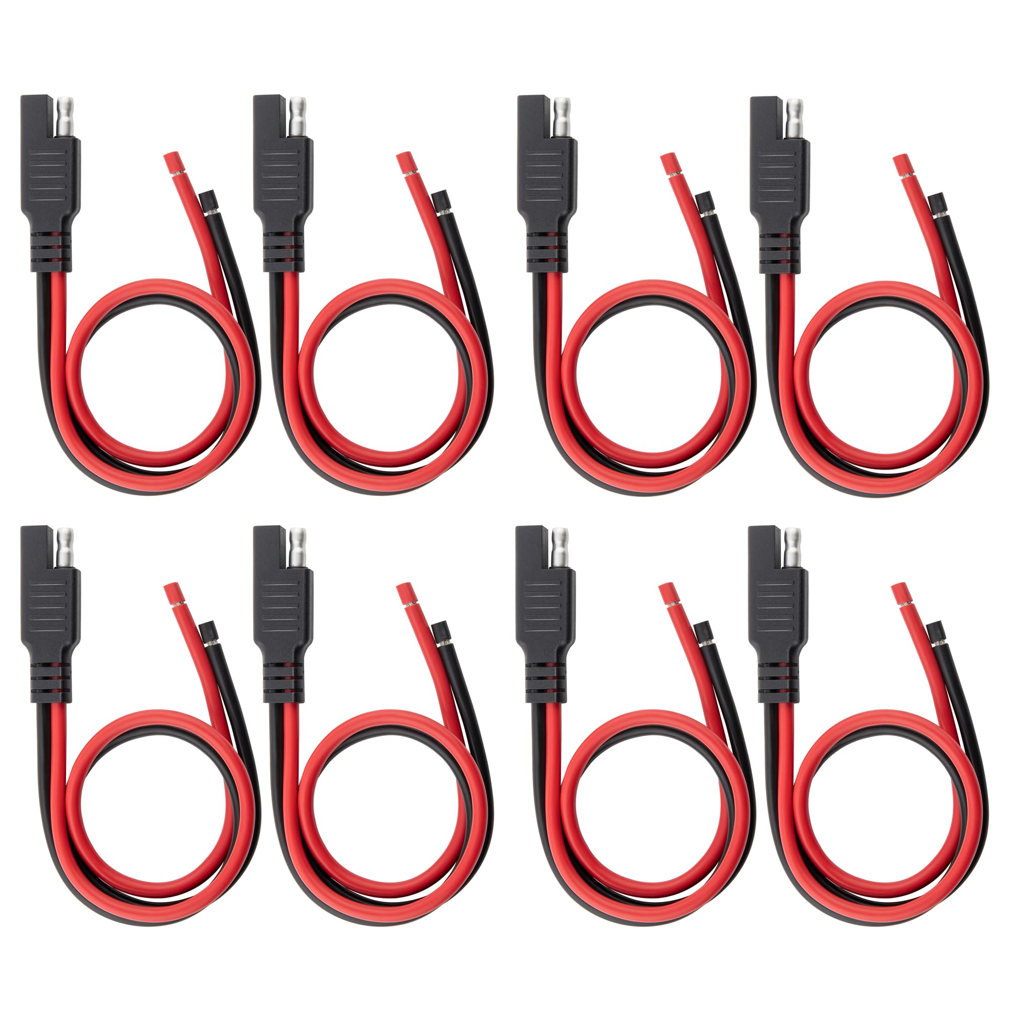Oyviny 8PCS 12AWG SAE Connector Cable 1 Feet 2 Pin SAE Single Plug Quick Connector Disconnect Power Extension Cable Solar Panel Battery Wire 33CM for Motorcycles, Vehicle, Tractors Solar Panel