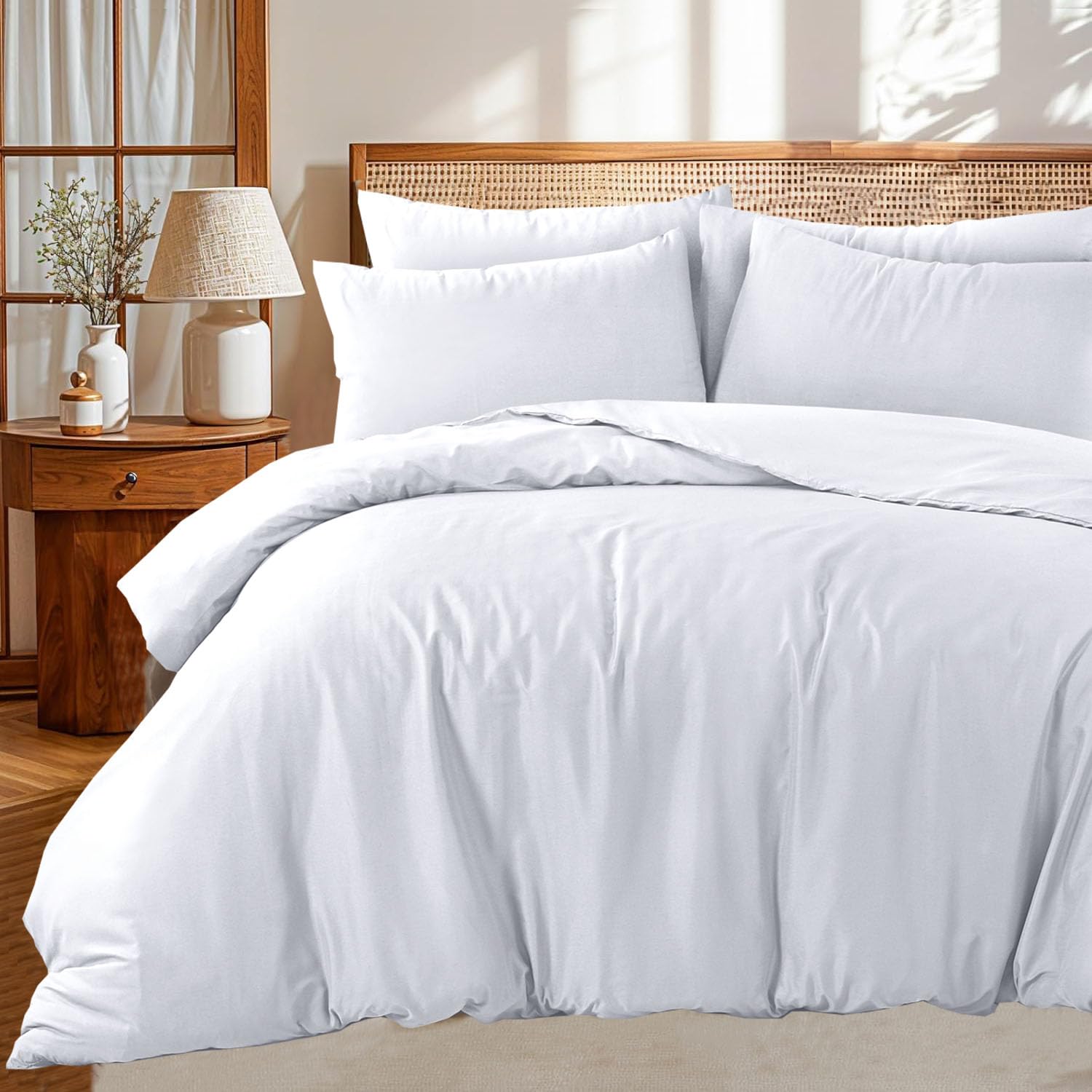 Linen Home Set copripiumino super king size, con 2 federe, in morbida microfibra, facile da pulire, senza pieghe, color tortora scuro, super king size