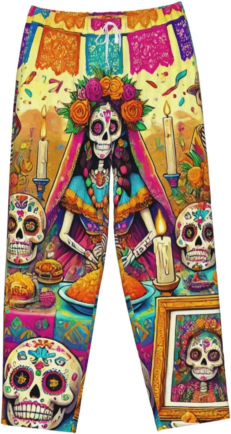 Women'S Mexico-Dead-Day Fleece Pajama Pants, Cozy Flannel Lounge Bottoms For Women