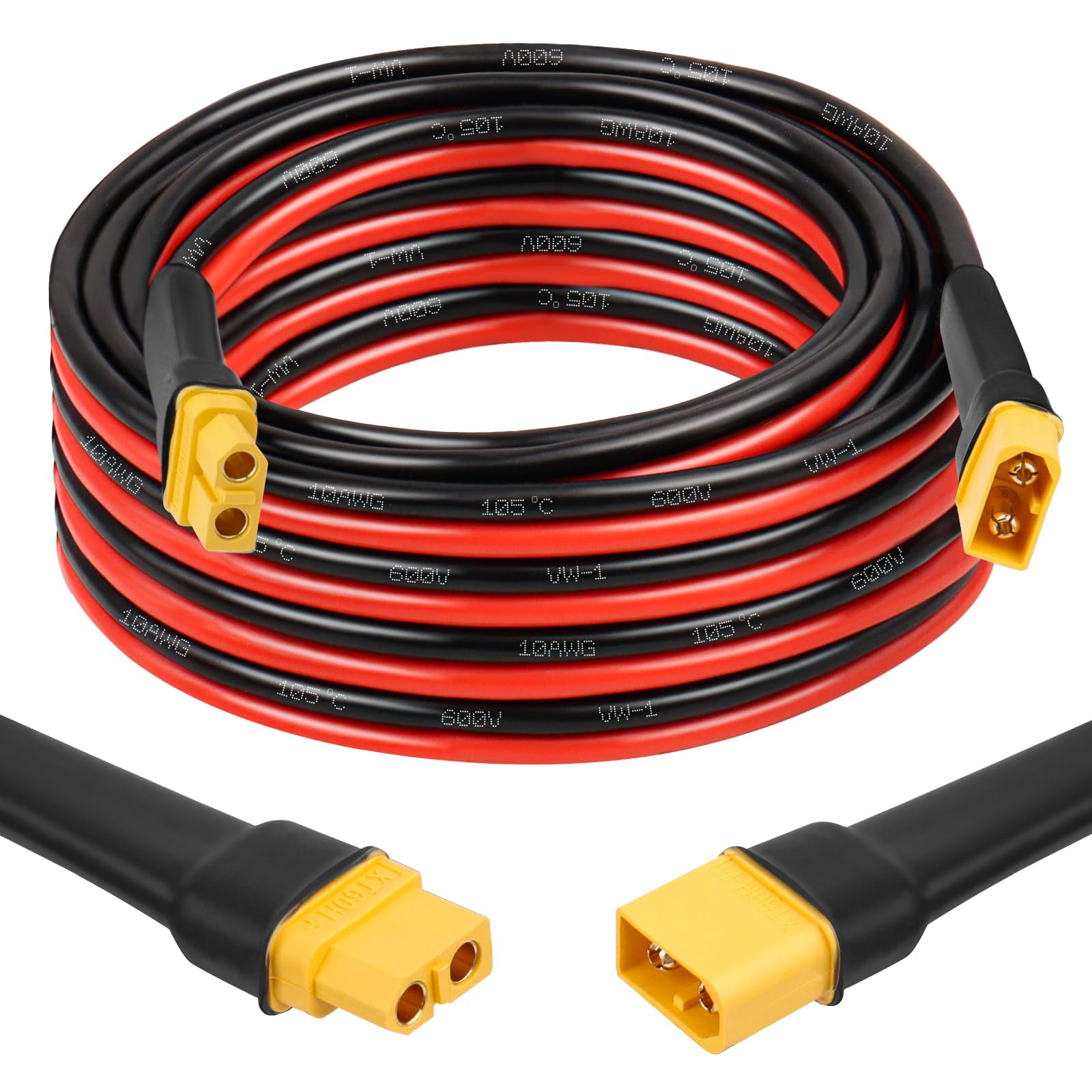 MOOKEERF XT60 Extension Cable 10AWG 15FT XT60 to XT60 Cable with Male to Female Connector for Portable Power Station Solar Panel RC Battery