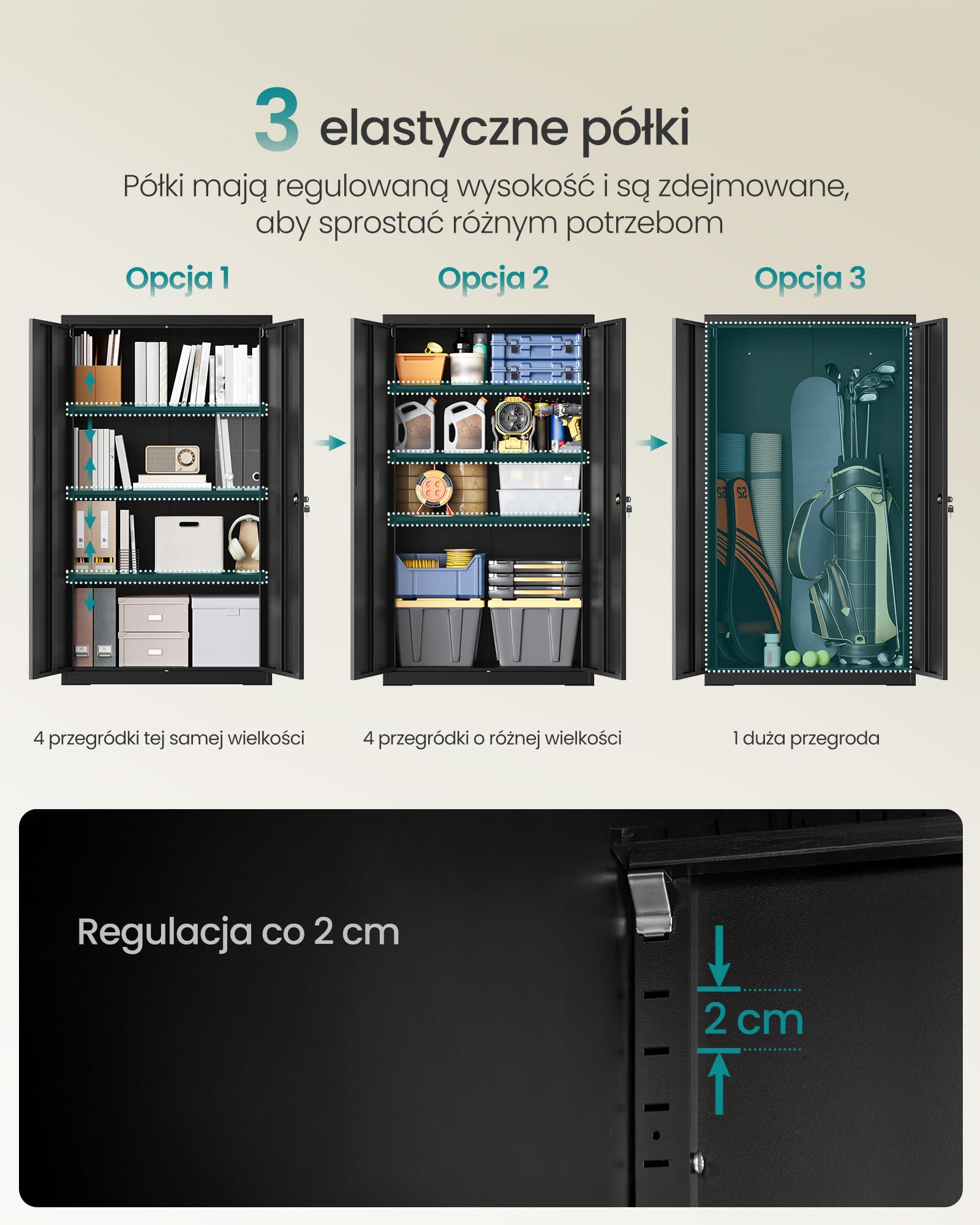 SONGMICS OMC020BD01 szafka na akta, metalowa szafka do przechowywania, szafka biurowa, zamykana, z 2 drzwiami, ze stali, 80 x 40 x 140 cm, 3 regulowane półki, matowa czerń
