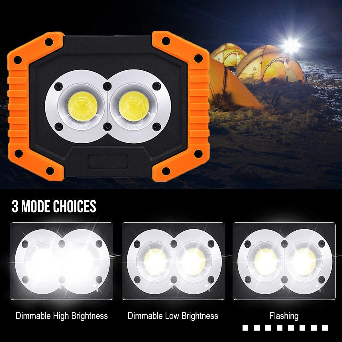 Proiettore Ricaricabile da Esterno, 30W LED Ricaricabile Lampada da Lavoro Proiettore da Esterno Luci da Campeggio con USB Impermeabile per Campeggio all'aperto Viaggi Pesca Luci di Sicurezza