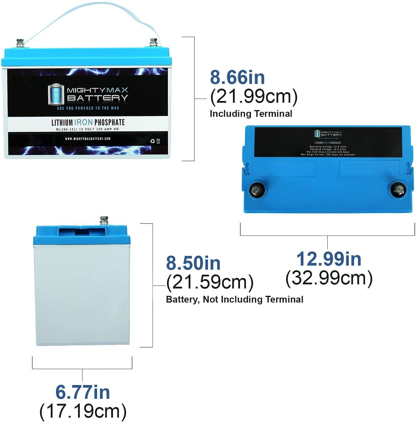 Trolling Motors & Components VMAX Lithium Ion 50AH 12V U1 Battery 7.7"w