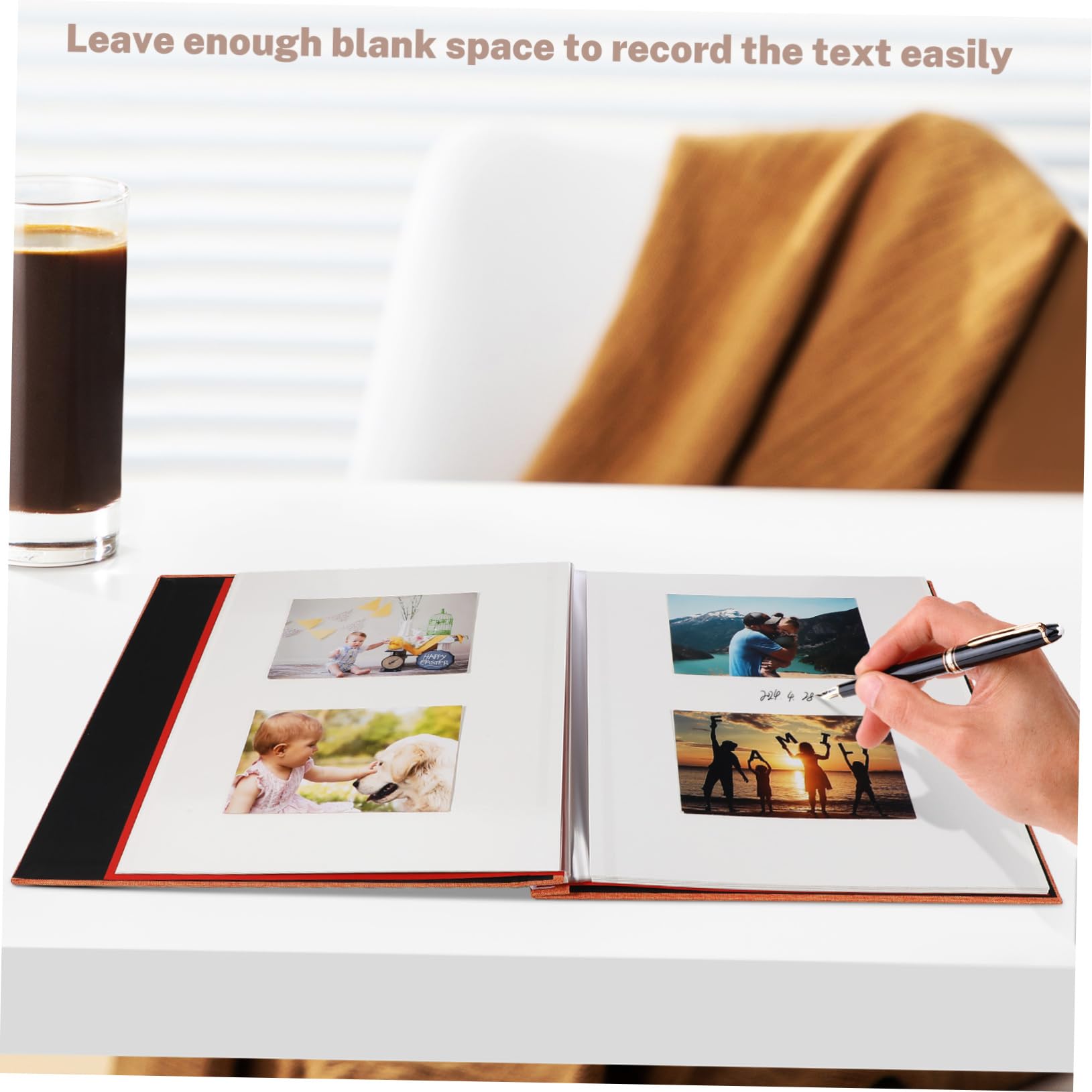 Leeres Fotoalbum mit Hardcover, Leineneinband und Sichtfenster | Orange, Blanke Seiten für Freie Layouts, Robust Verarbeitet für Erinnerungen