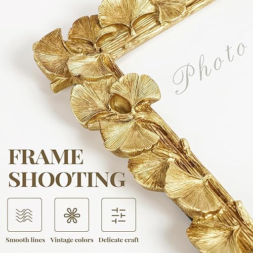 Miniatura 5 de Cuspin Marco de fotos vintage de 5 x 7 pulgadas, hojas ornamentadas texturizadas de resina hecha a mano con parte frontal de vidrio, marcos de fotos