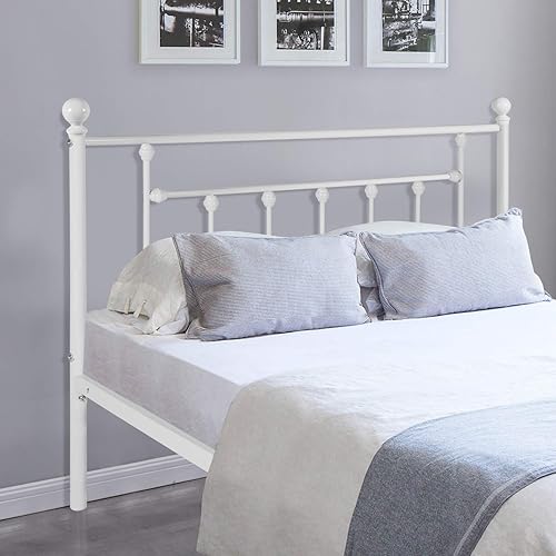 Miniatura 21 de VECELO - Base de cama de tamaño matrimonial de alta calidad, base de colchón con plataforma de metal, repuesto con cabecero estilo victoriano Mate