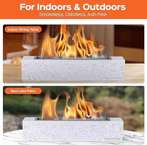 Miniatura 3 de Fogata de mesa rectangular de 18 pulgadas, para interiores, etanol, sin humo, cuenco de mesa portátil de hormigón, chimenea personal al aire libre