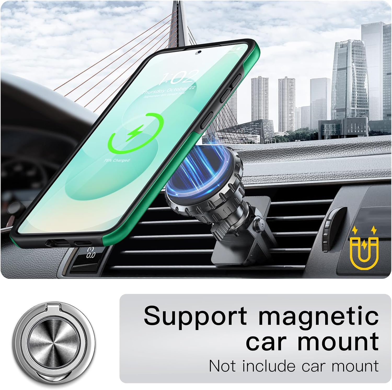 Anqrp Designed for Samsung Galaxy S25 Case, Built-in [15Ft Drop Protection][Heat Dissipation] Shockproof Military Grade Protection,for Samsung Galaxy S25 Case,Green - Image 5