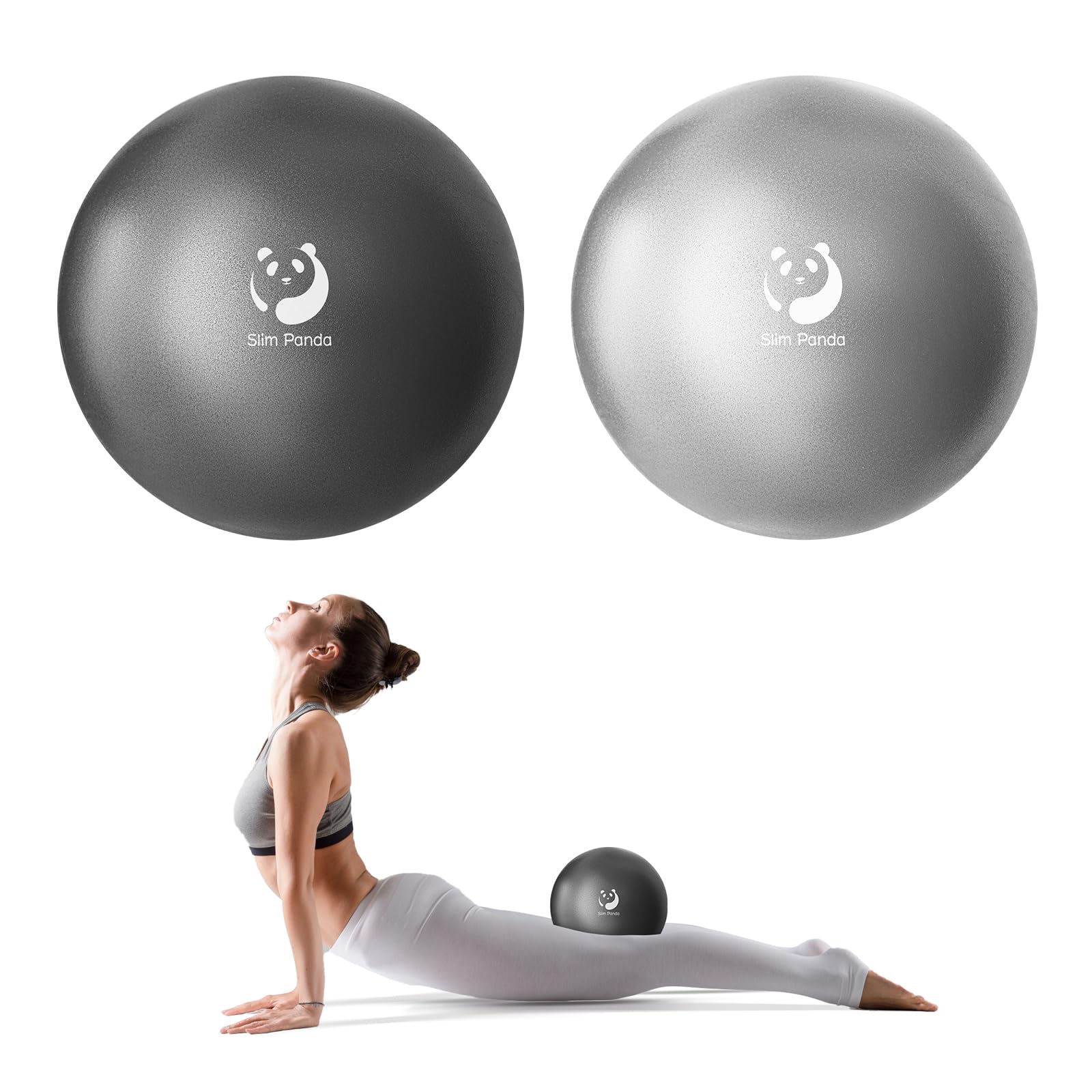 Slim Panda Palla Pilates Piccola,23-25cm Anti Scoppio Antiscivolo Palla Ginnastica con Cannuccia Gonfiabile,Soft PVC Palla daYoga per Fitness