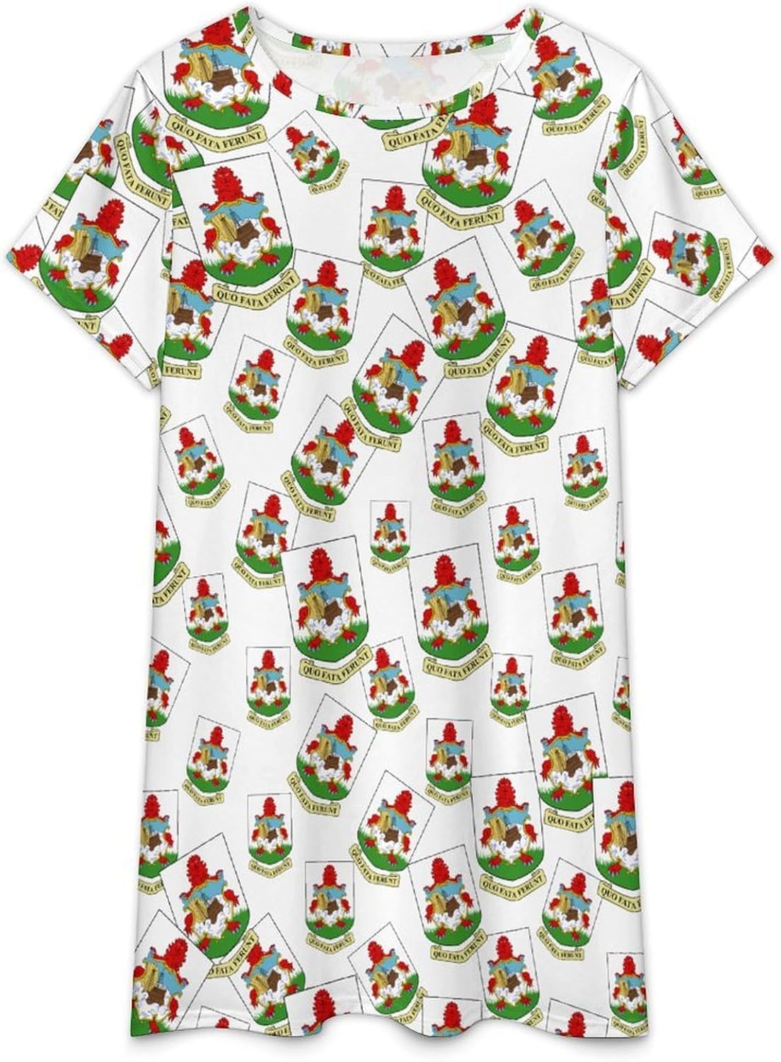 Coat of Arms of Bermuda Nightgowns for Women Short Sleeve Sleep Dress Casual Sleepshirt Night Gowns Pajamas