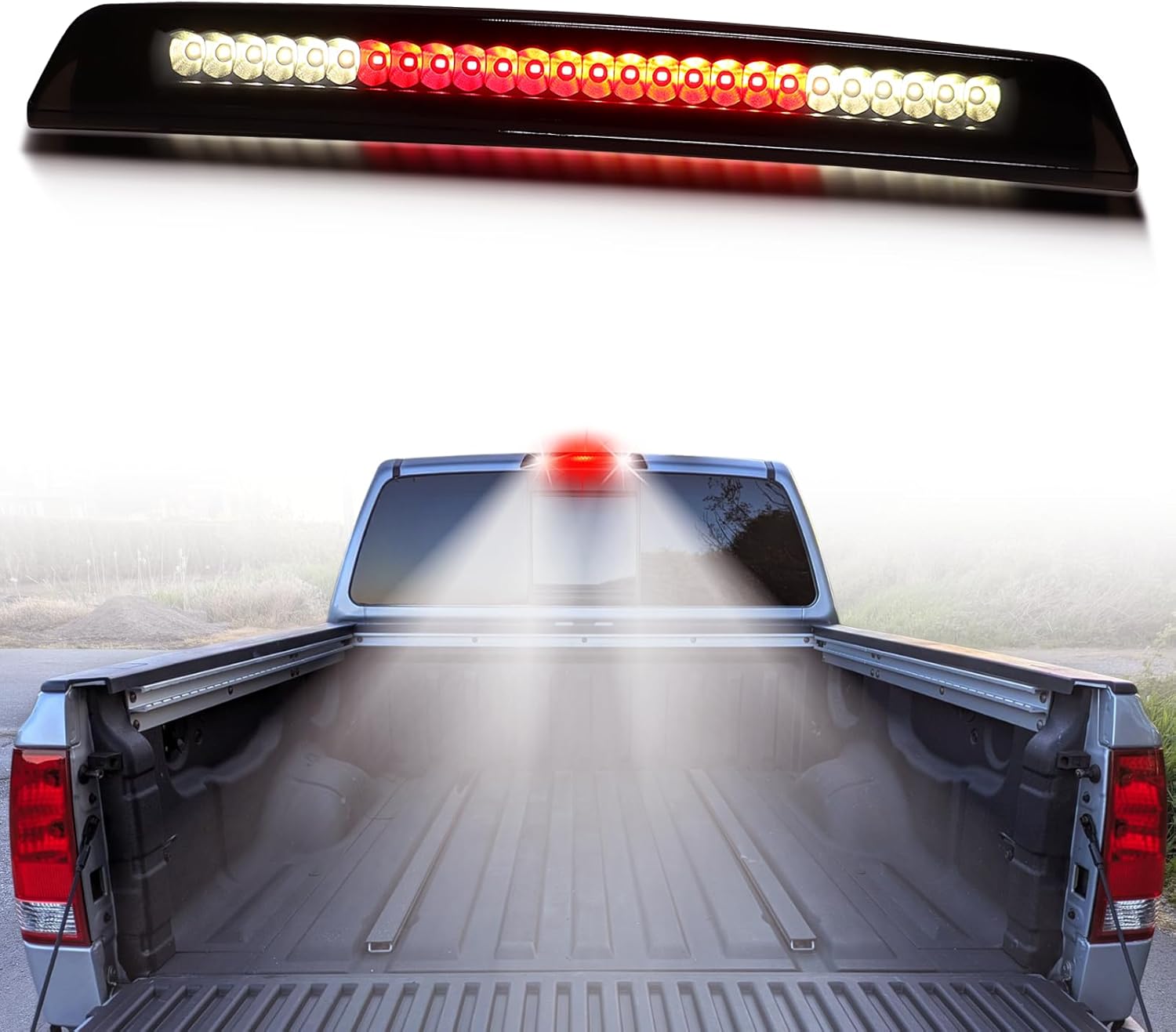 Smoked Lens LED 3rd Third Brake Light Replacement for Nissan Titan (2004-2015), for Nissan Frontier (2005-2016),Roof Cargo Light Center High Mount Stop Lamp Smoked Lens