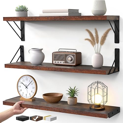 Miniatura 19 de BAYKA - Estantes de pared para decoración de dormitorio, estantes flotantes de pared para sala de estar, almacenamiento de cocina, estantes