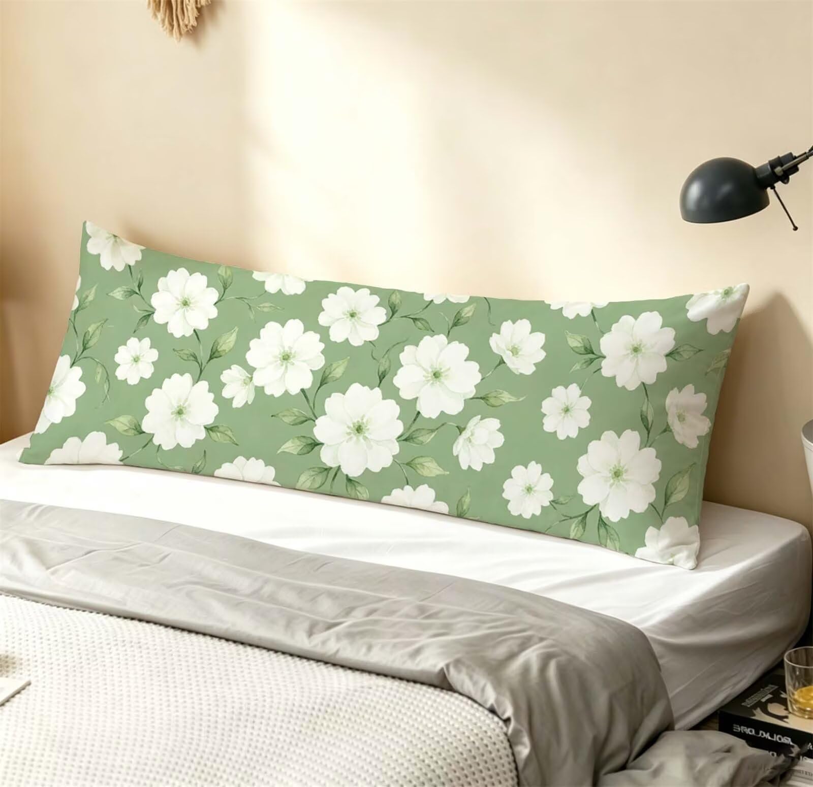 Fodera Cuscino 50 x 150 cm, Bianco-4 Velluto Copricuscini Letto, | con Invisibile Cerniera, Morbida e Traspirante, per biancheria da letto, divano, hotel, chi dorme sul fianco Fiore-2 j-9