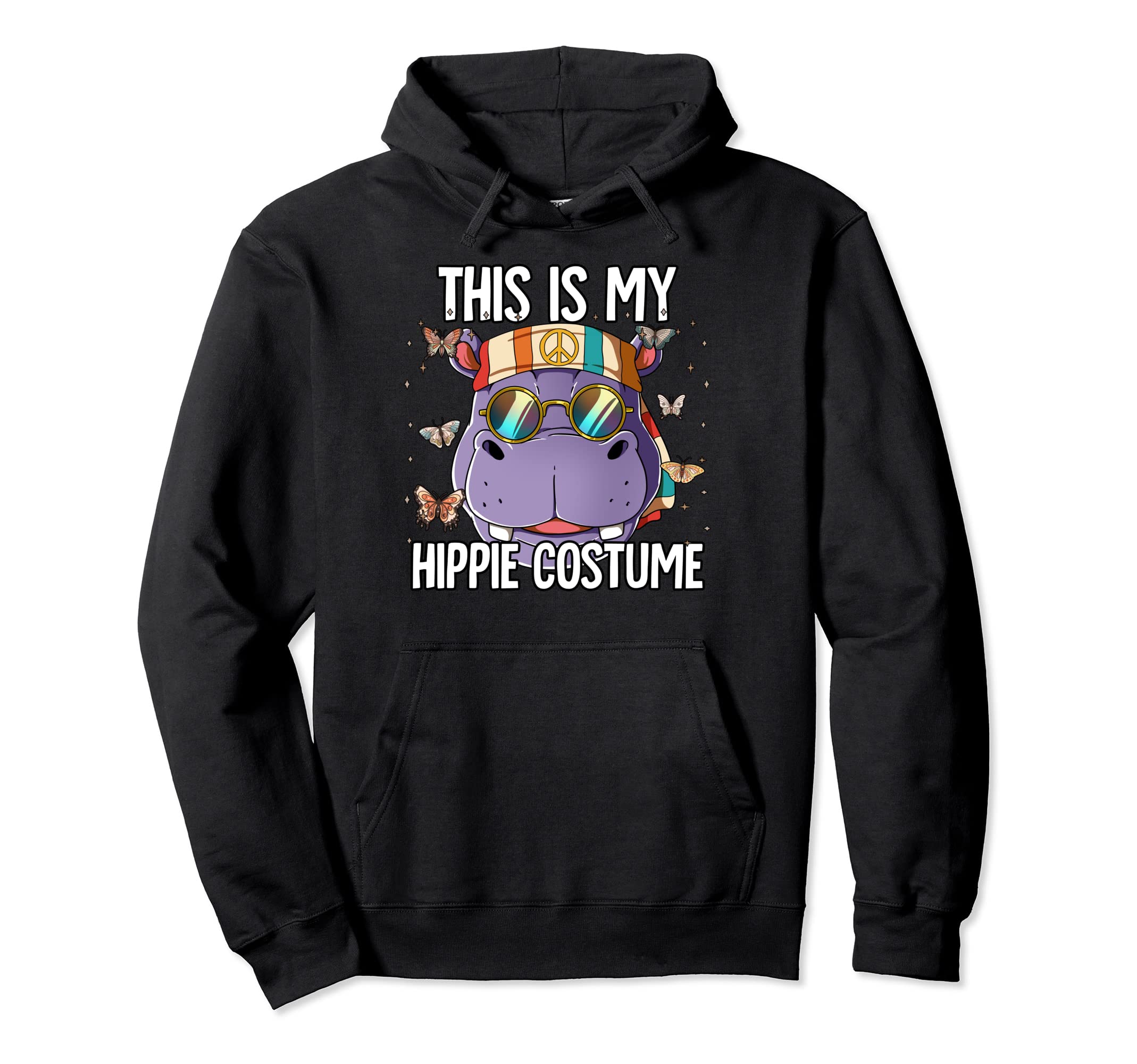 60s 70s Costume This Is My Hippie Costume Hippie Hippo Pullover Hoodie