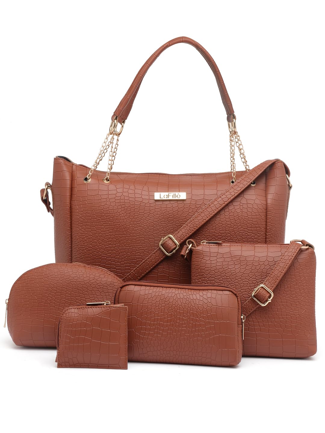 LaFille Handbags for Women & Girls | Ladies Purse & Tote Bag | Set of 5 combo | Handbags for Office & College (Tan) (DGN 0241TNCB5) (B0DBM6WF3M) Amazon Price History, Amazon Price Tracker