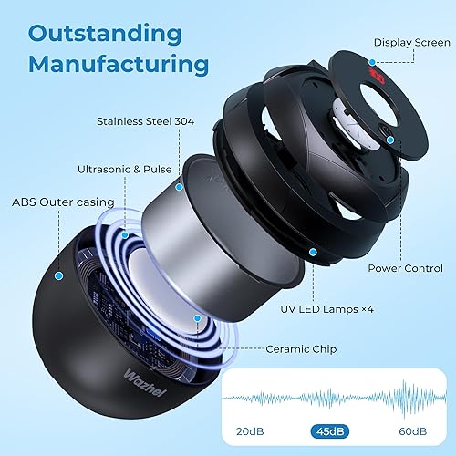 Miniatura 5 de Máquina limpiadora de retenedores ultrasónicos, cápsula de limpieza dental de 45 kHz para dentadura, protector bucal, protector nocturno, alineador,