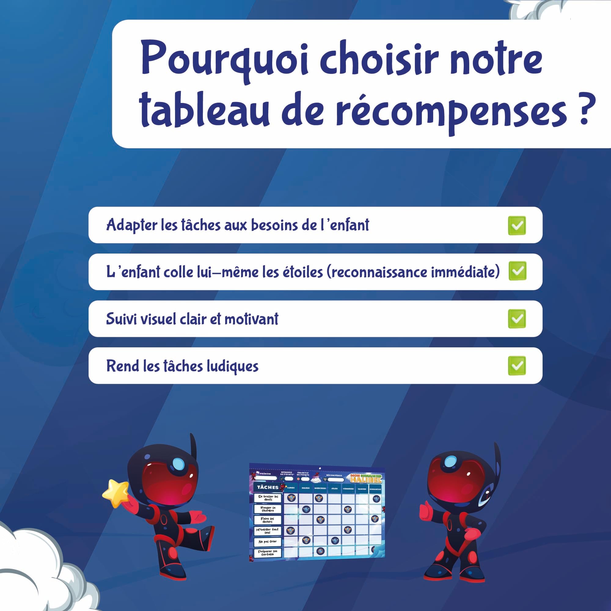 Tableau de Récompenses pour Enfants – Aide l’Enfant dans Son comportement et sa Routine – Tâches Personnalisable + de 1000 Stickers – Semainier pour 6 Mois (24 Pages)