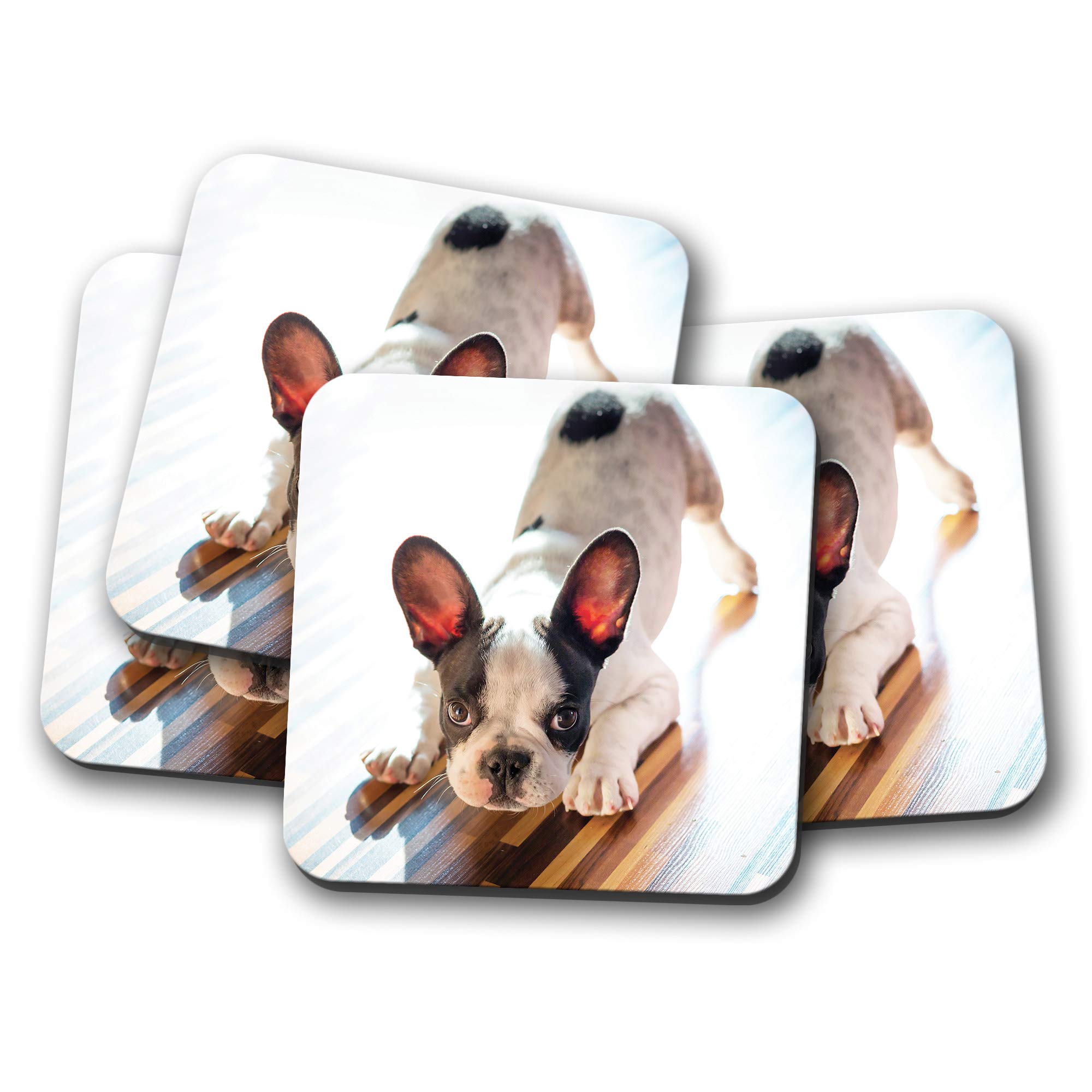 4 Set - French Bulldog Puppy Coaster - Cute Dog Mum Boston Terrier #8649